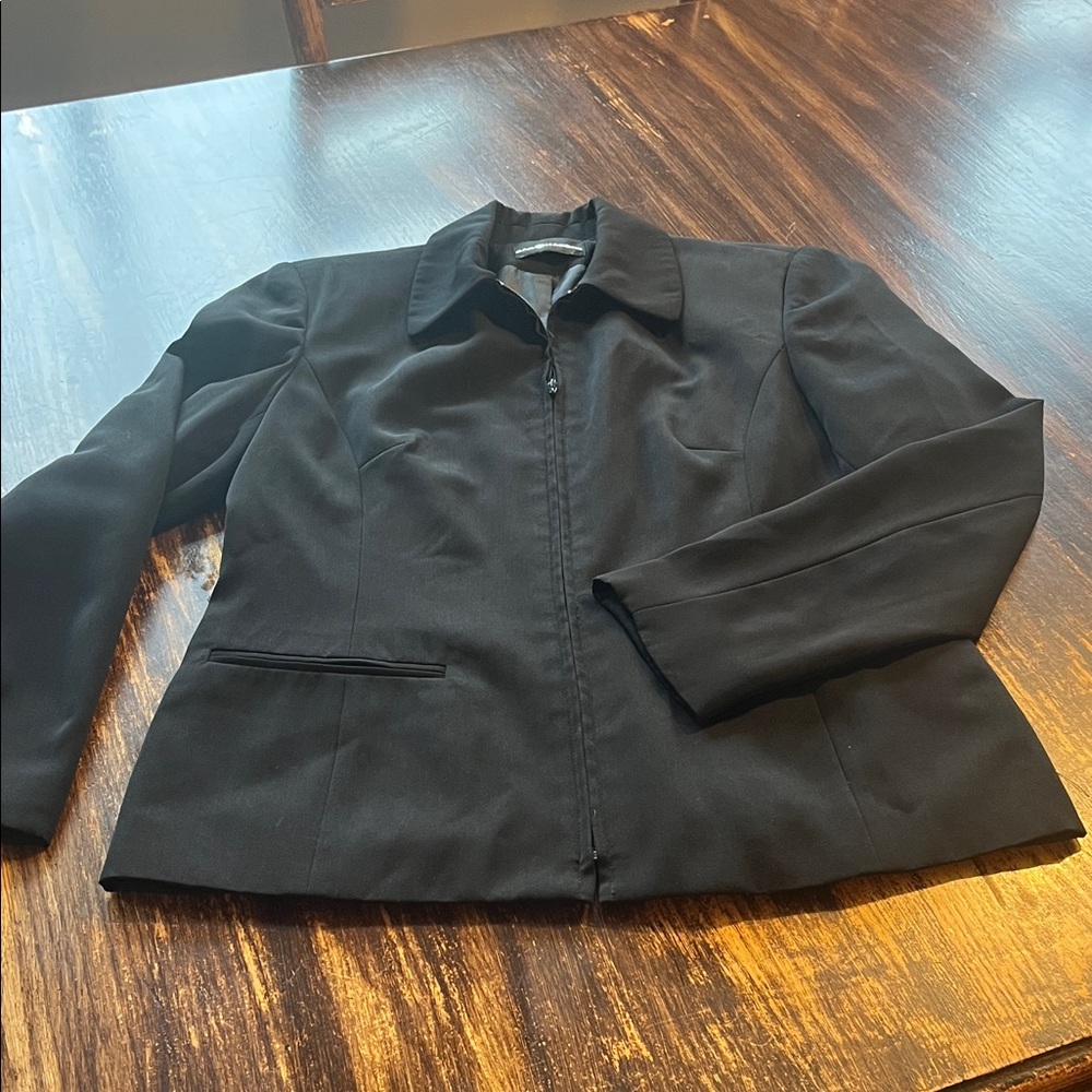 Sag Harbor Black Zip-Front Women's Blazer Jacket
